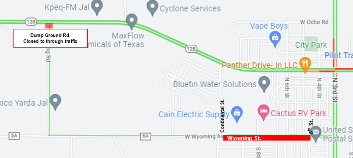 Map - Road Closure - Wyoming St
